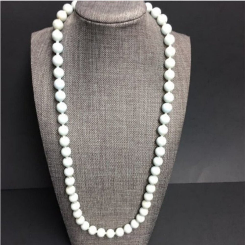 VTG Pop Bead Necklace Pale Baby Blue Round Adjustable Retro